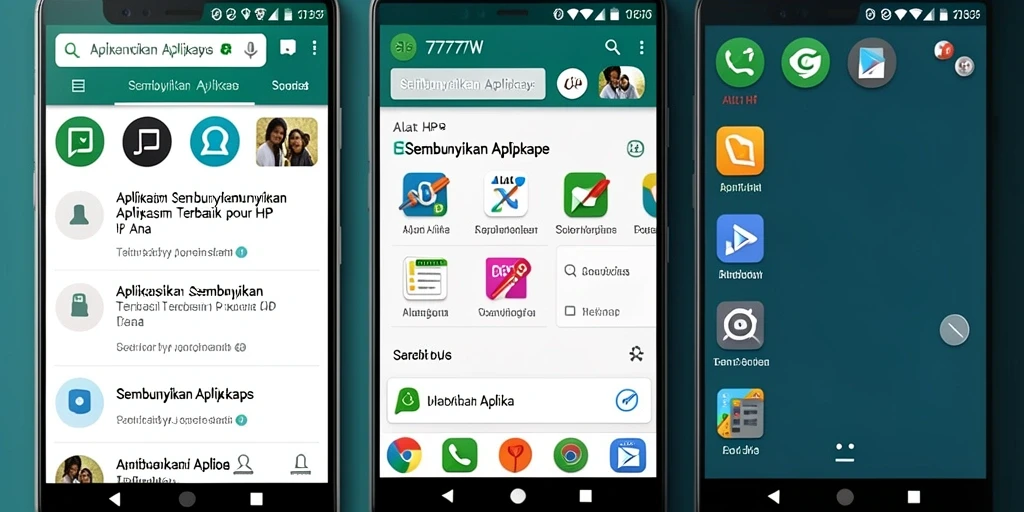 Antarmuka intuitif aplikasi 7777W untuk menyembunyikan aplikasi.