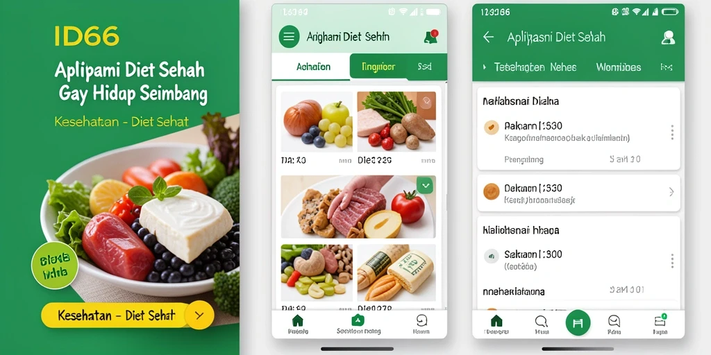 Tampilan antarmuka ID66 yang sederhana dan menarik untuk Diet Sehat.