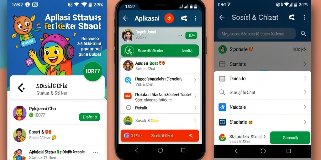 Screenshot aplikasi IDR77 menampilkan beragam stiker menarik.