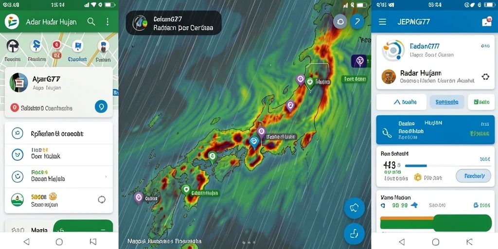Tampilan antarmuka utama aplikasi Radar Hujan JEPANG77.