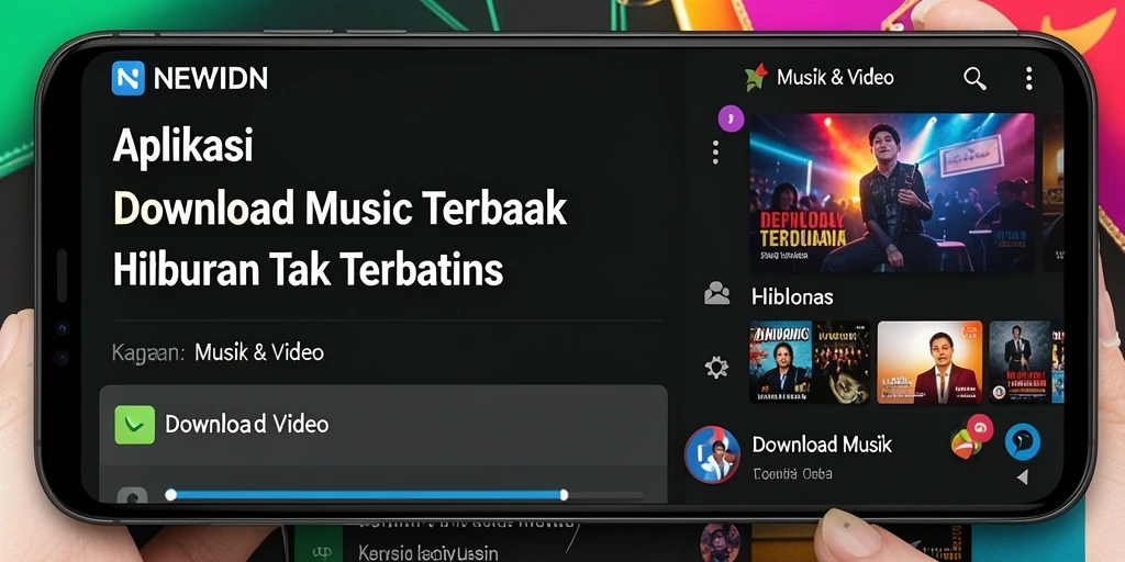 Tampilan antarmuka aplikasi NEWIDN untuk Download Musik yang user-friendly.