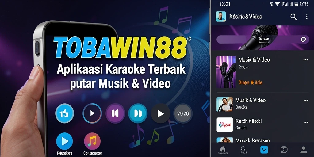 Tampilan antarmuka aplikasi TOBAWIN88 untuk karaoke yang menarik.